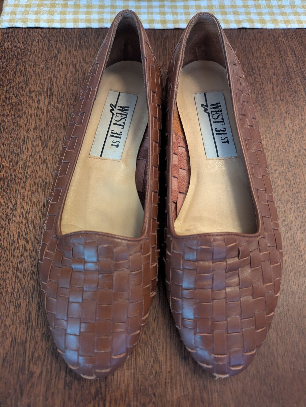 Vintage West 31st Brown Woven Leather Slip-On Loafers Size 6